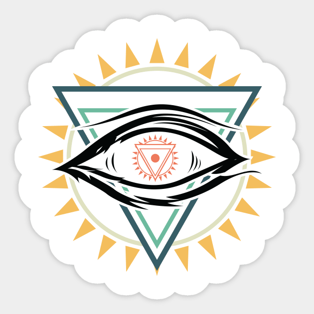 One eye illustration with retro color Sticker by blackdesain99